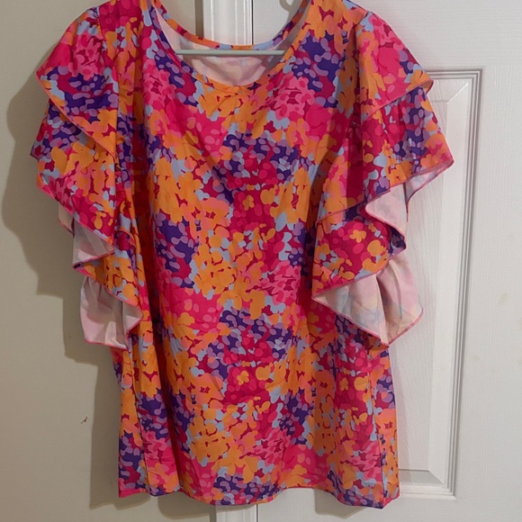 Source Unknown Vibrant Floral Blouse - Pink, Orange, and Purple - Picture 2 of 3